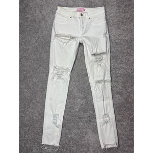 Ted Baker London Dienne White Distressed Skinny Jeans Womens 27 Ripped Raw Hem